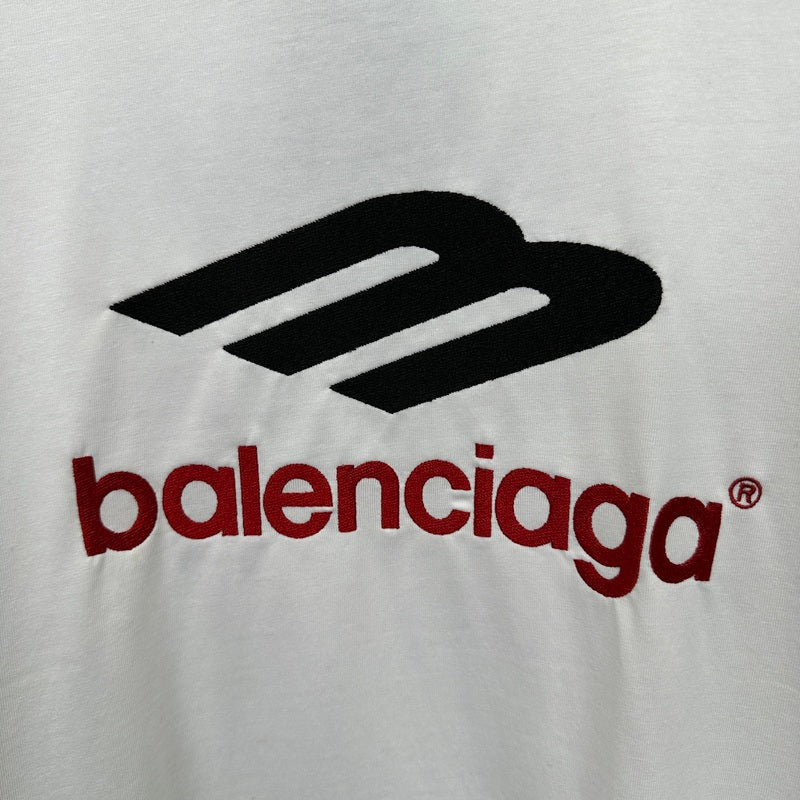 Playera Balenciaga Logo Embroidered Blanca