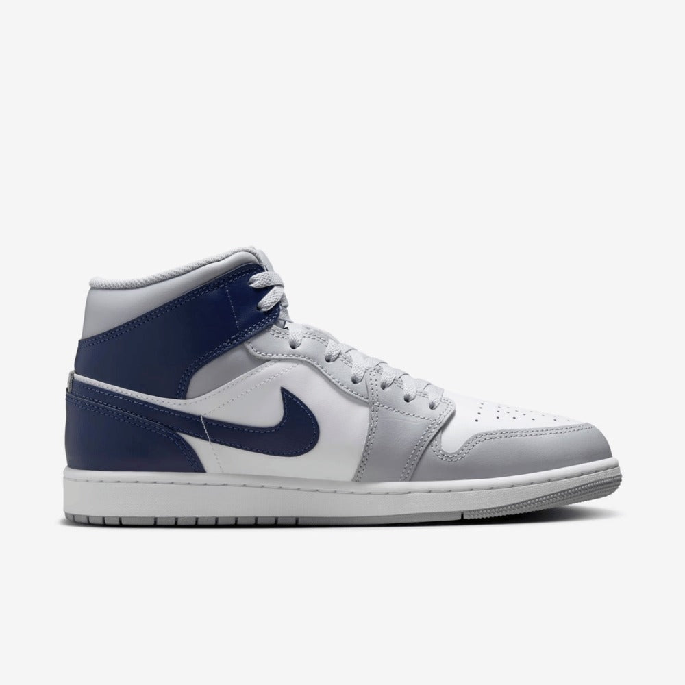 Tenis Jordan 1 Mid Wolf Grey Midnight Navy