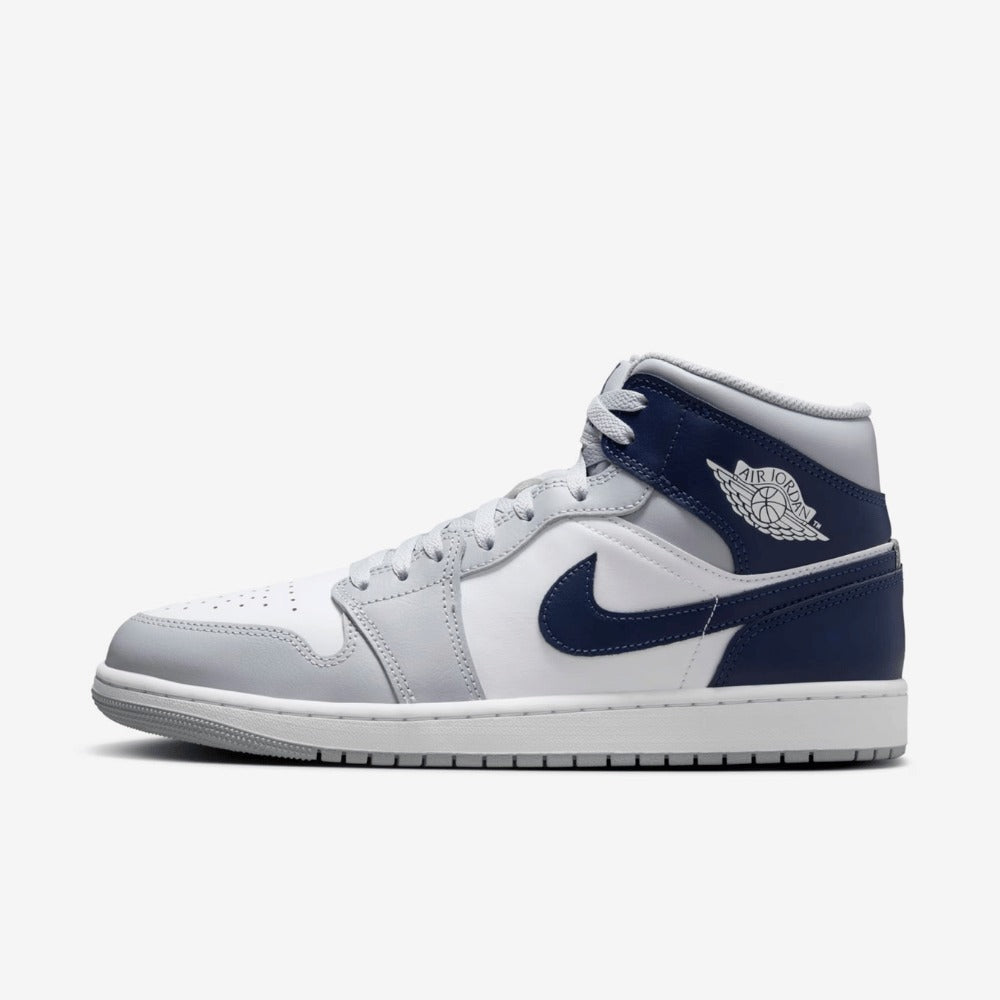 Tenis Jordan 1 Mid Wolf Grey Midnight Navy