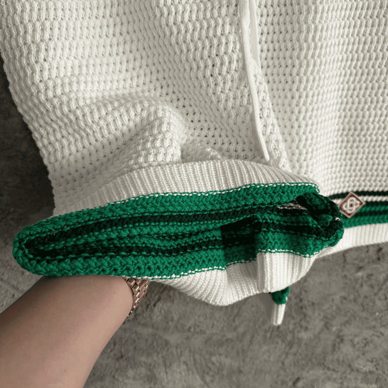 Conjunto Casablanca Crochê Verde/Blanco