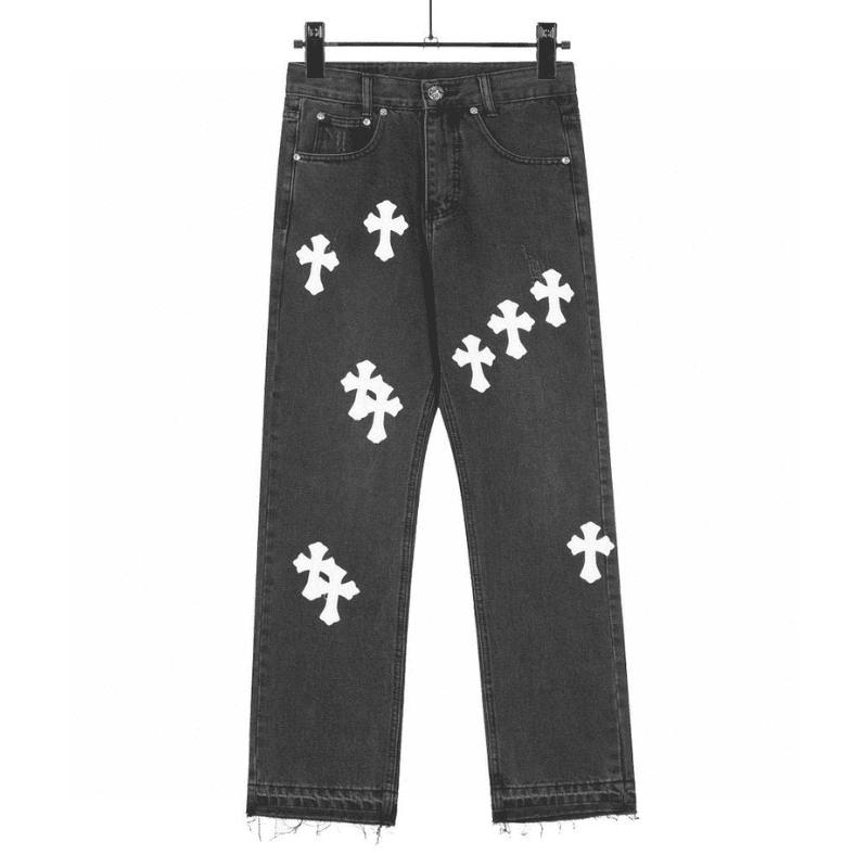 Pantalón Chrome Hearts Jeans Cross Patches Black White