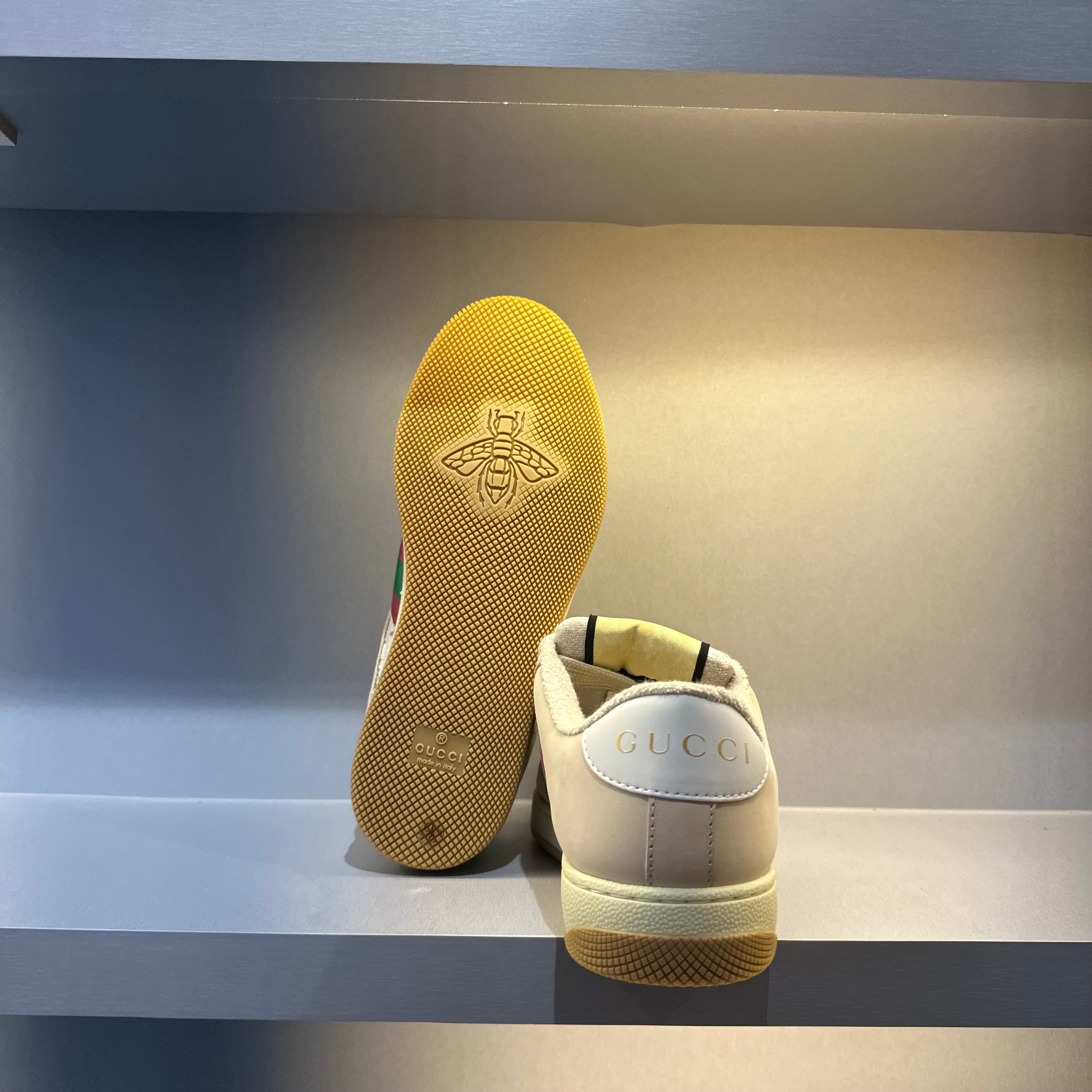 Gucci Screener Cream Leather
