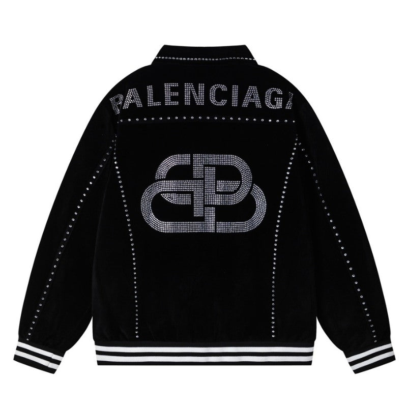 Chamarra Balenciaga Silver Studs Preta