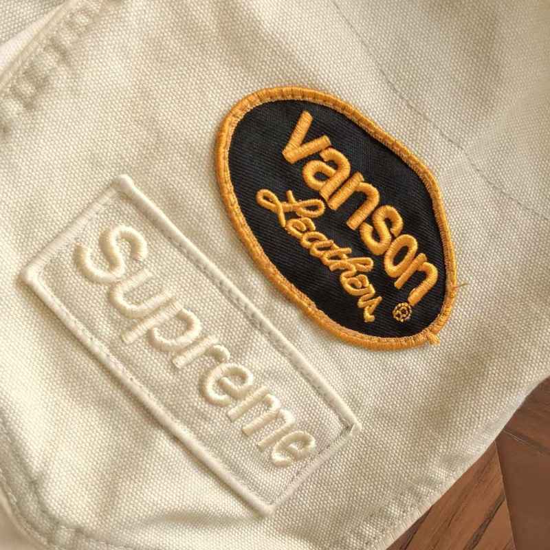 Chamarra Supreme x Vanson Leathers Cordura White Cream