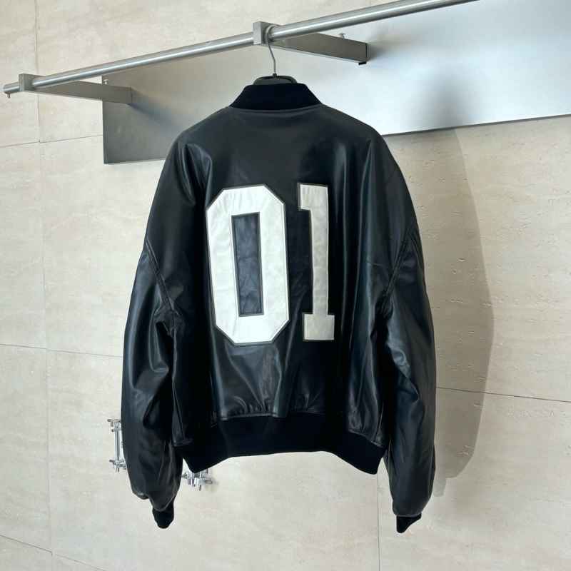 Chamarra Balenciaga Basketball Bomber Leather Black