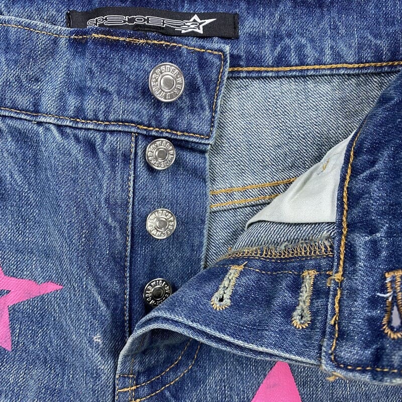Pantalón Jeans Sp5der Pink Stars