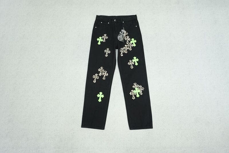 Pantalón Jeans Chrome Hearts Green & Leopard Cross