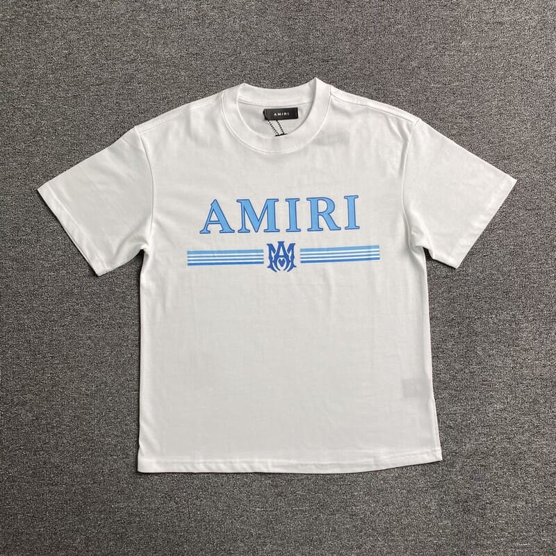 Playera Amiri Bar Logo Blanca/Azul