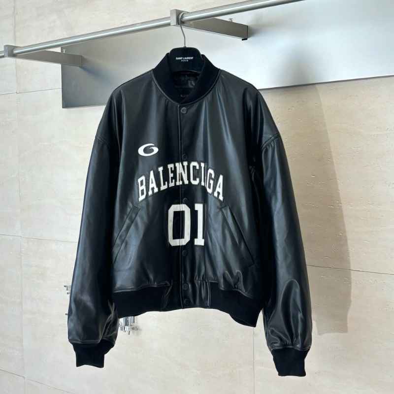 Chamarra Balenciaga Basketball Bomber Leather Black