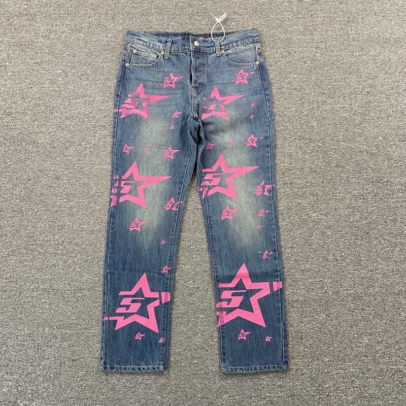 Pantalón Jeans Sp5der Pink Stars
