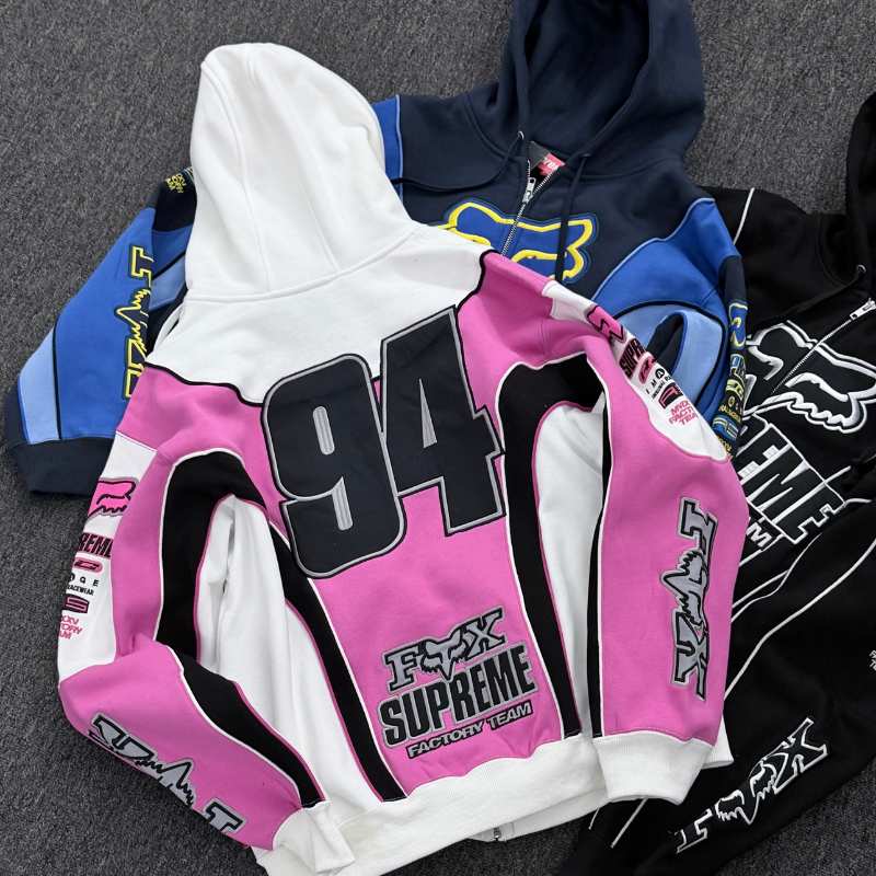 Chamarra Supreme x Fox Racing Zip Up Hooded Pink