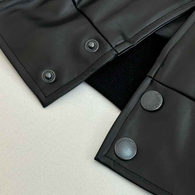 Chamarra Balenciaga Basketball Bomber Leather Black