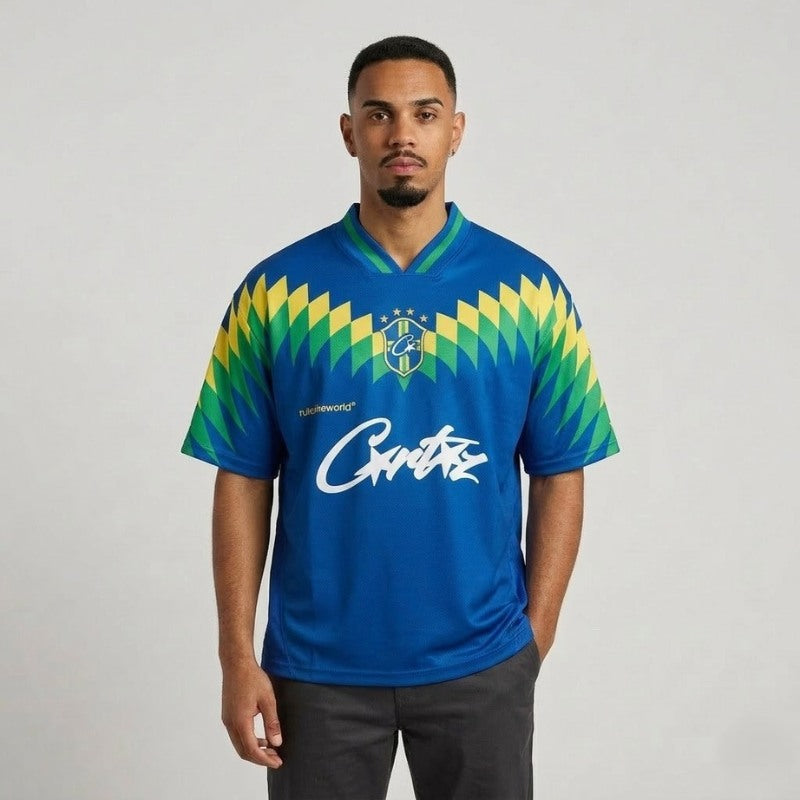 Playera Corteiz Fútbol Brasil Azul