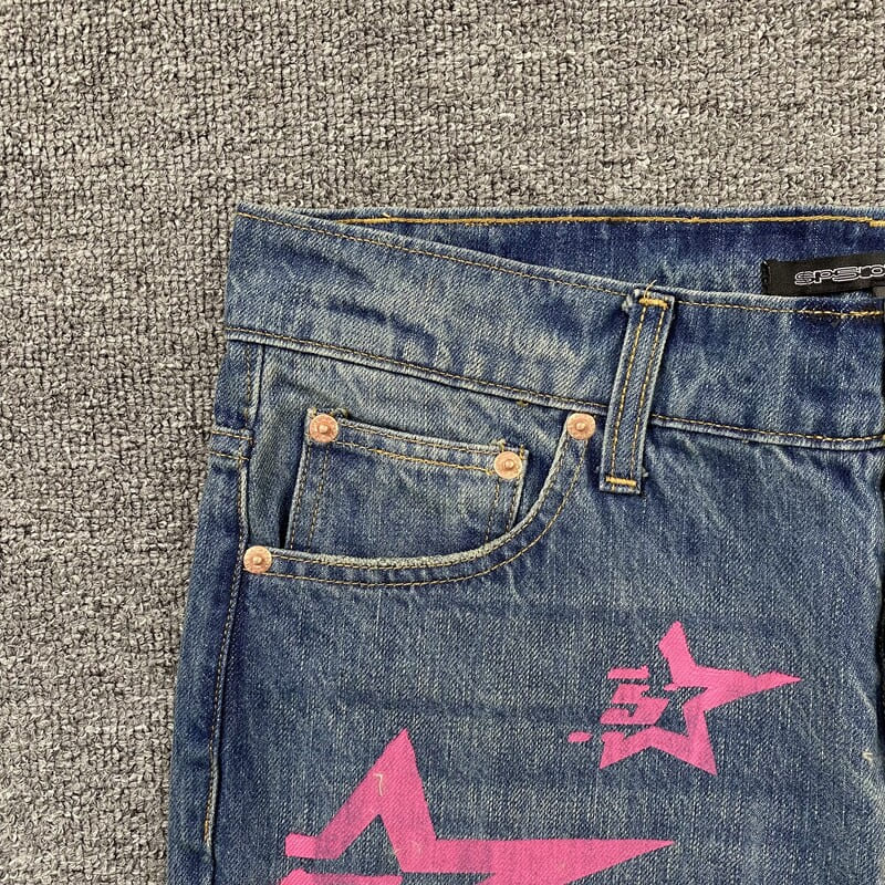 Pantalón Jeans Sp5der Pink Stars
