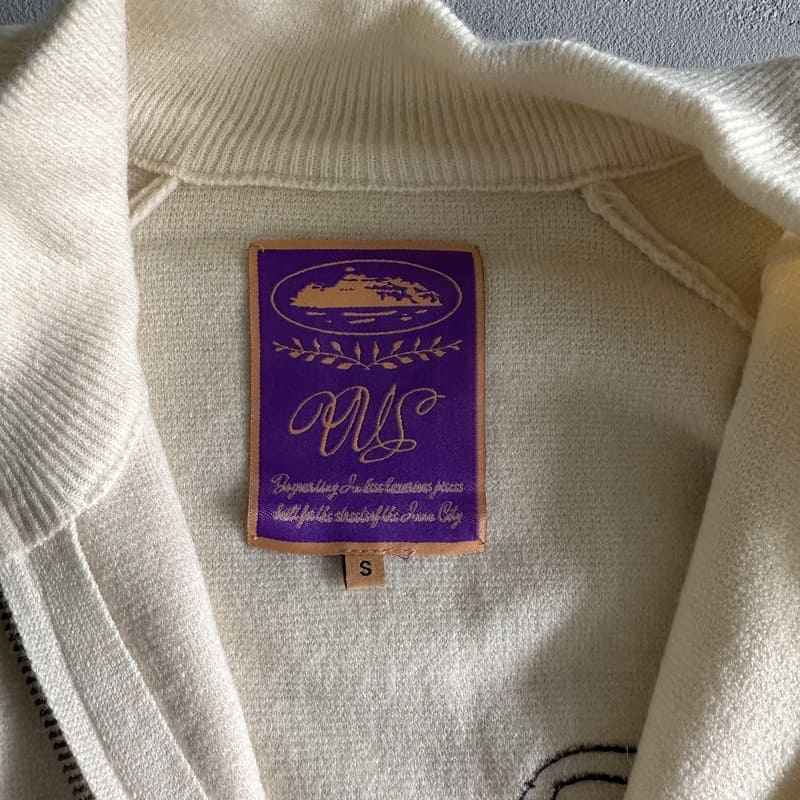 Chamarra Corteiz Knit Zip Up Fleece Cream