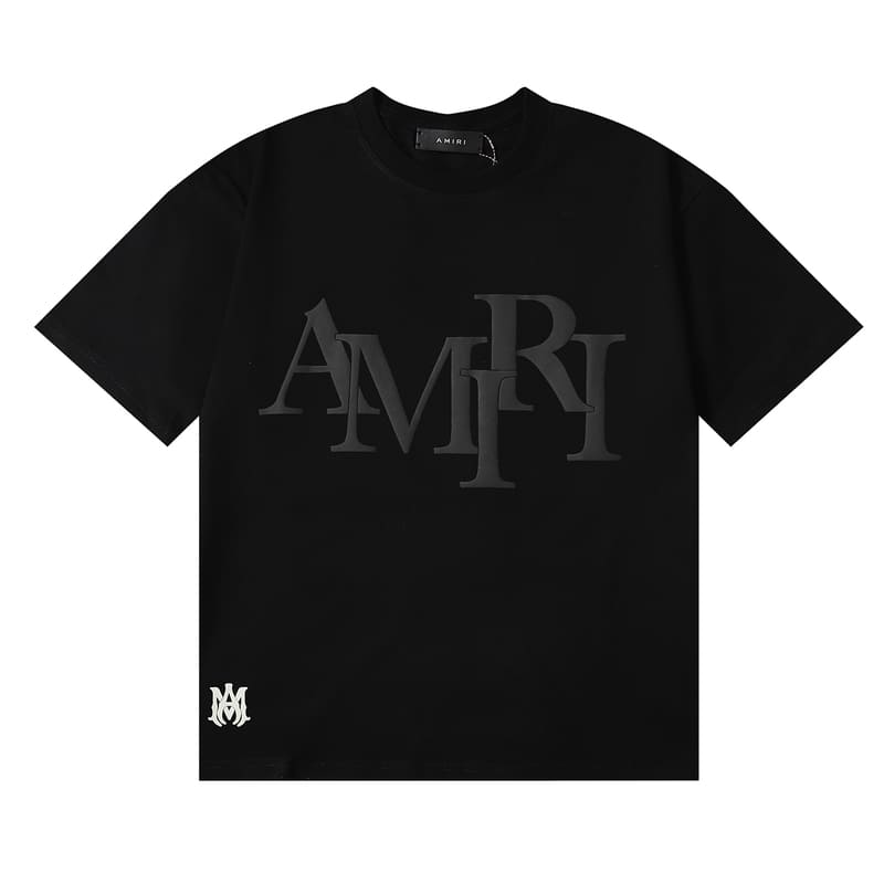 Playera Amiri Staggered Logo Negro