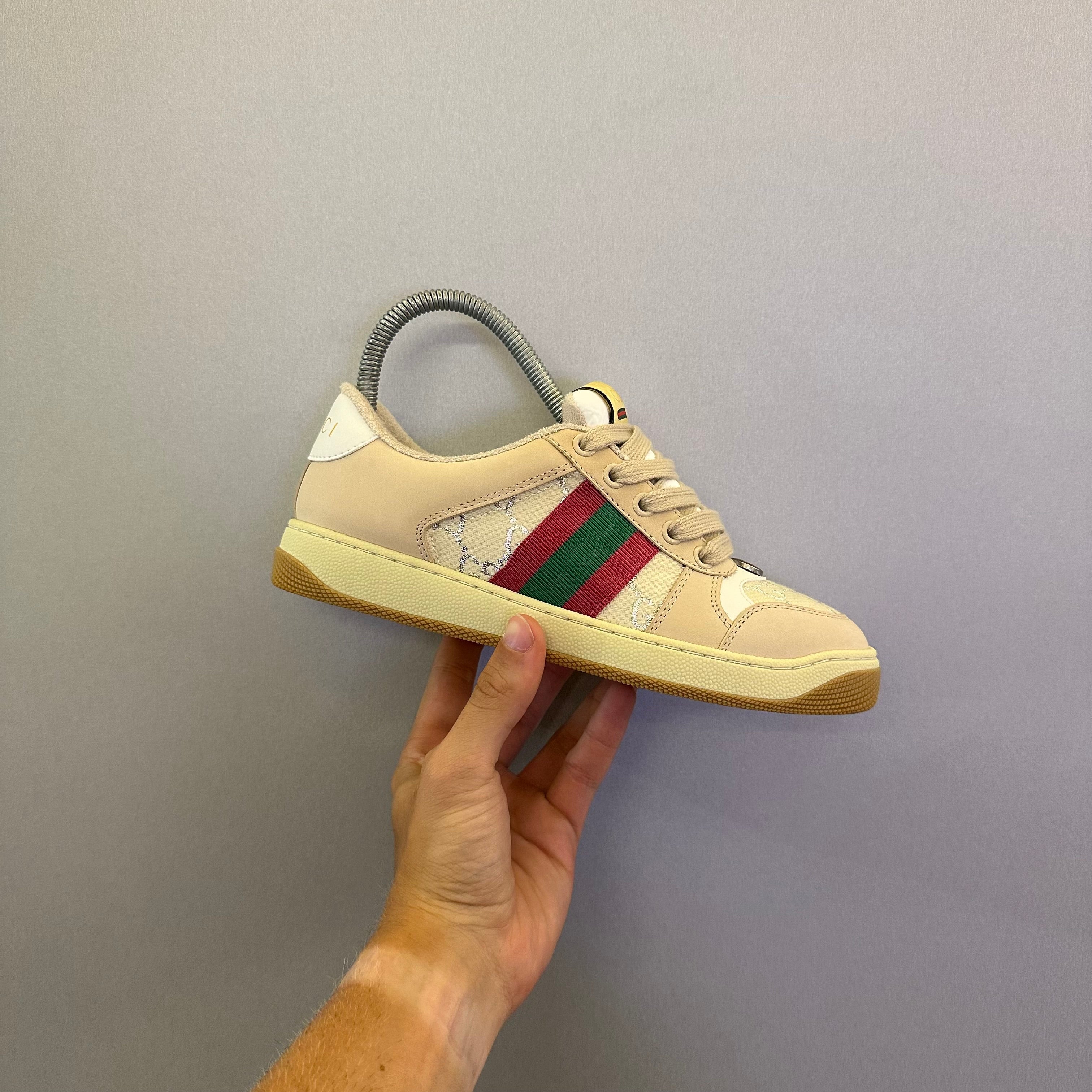 Gucci Screener Cream Leather