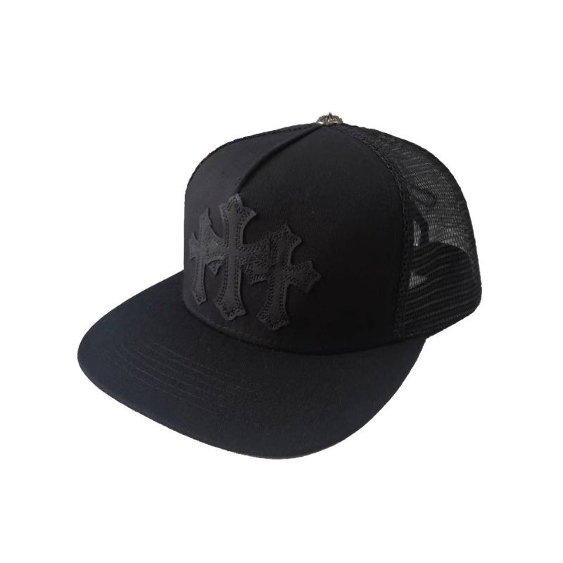 Gorra Chrome Hearts Trucker Leather Cross Negro