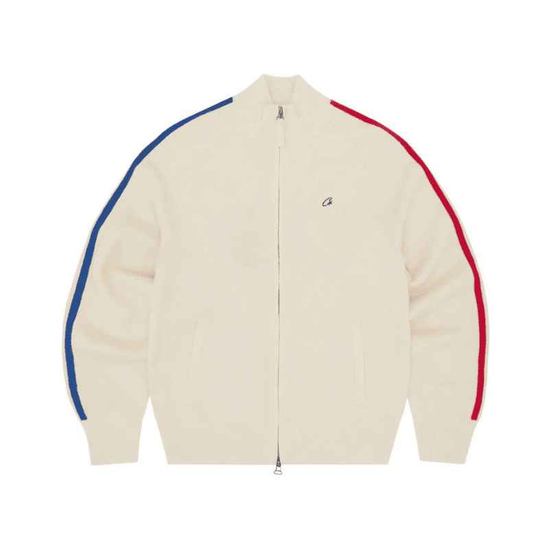 Chamarra Corteiz Knit Zip Up Fleece Cream