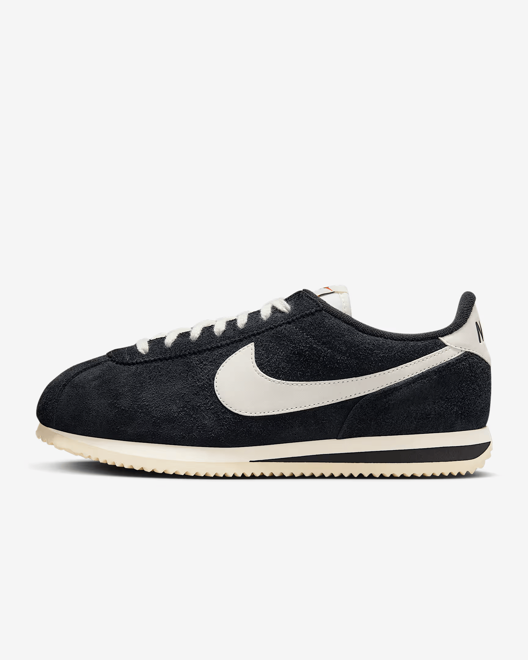 CORTEZ Negro con Vintage Suede–Blanco Clean