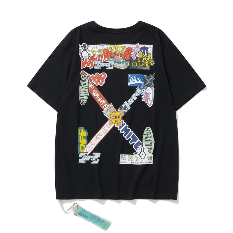 Playera Off-White Cross Graffiti Black