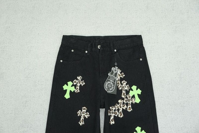 Pantalón Jeans Chrome Hearts Green & Leopard Cross