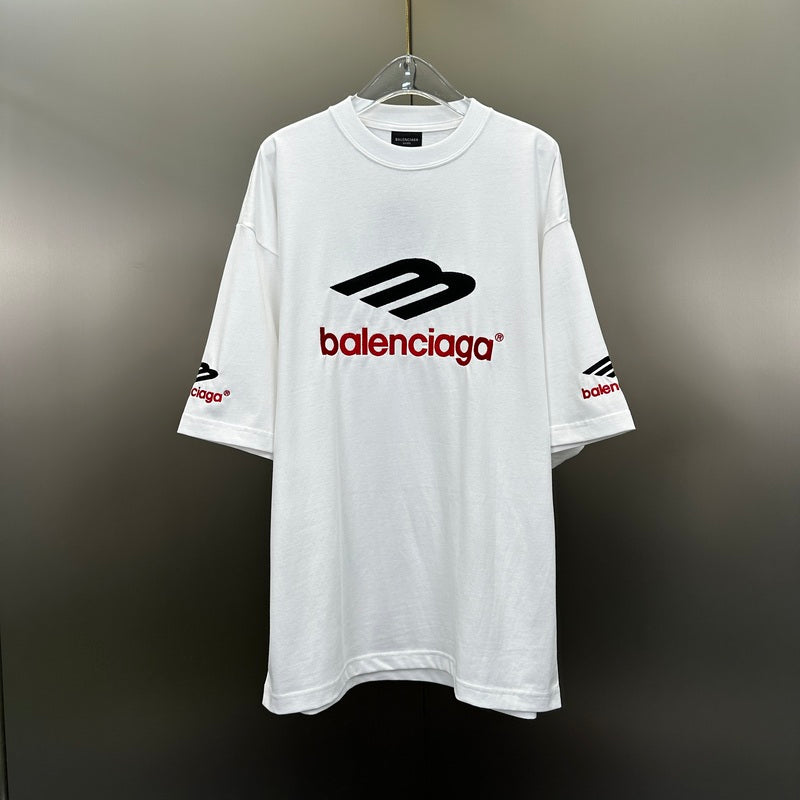 Playera Balenciaga Logo Embroidered Blanca