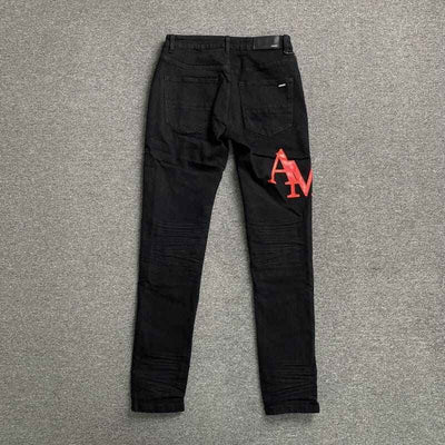 Pantalón Amiri Jeans Staggered Logo Preta