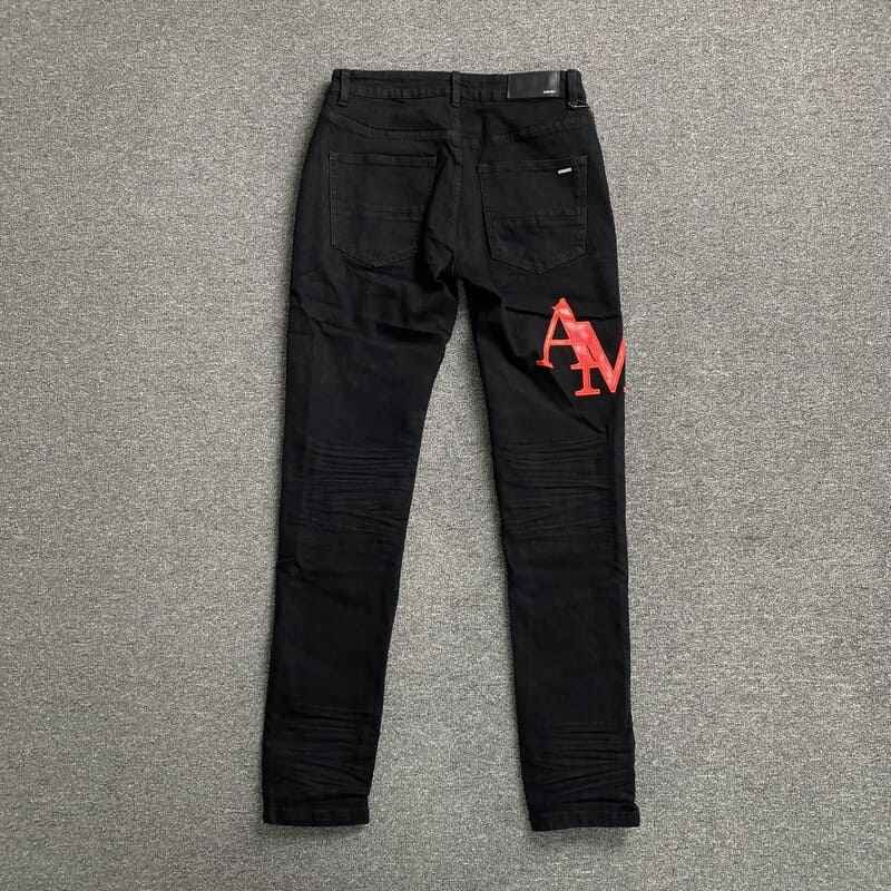 Pantalón Amiri Jeans Staggered Logo Preta
