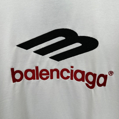 Playera Balenciaga Logo Embroidered Blanca