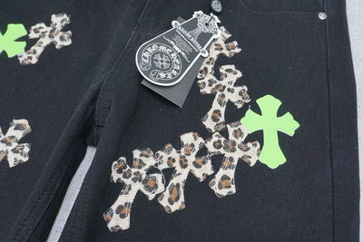 Pantalón Jeans Chrome Hearts Green & Leopard Cross
