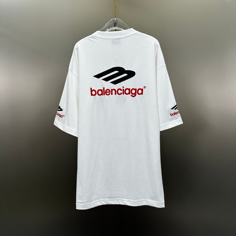Playera Balenciaga Logo Embroidered Blanca