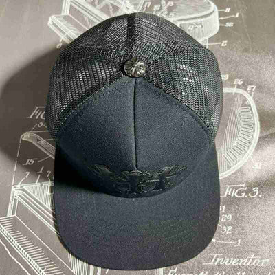 Gorra Chrome Hearts Trucker Leather Cross Negro