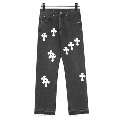 Pantalón Chrome Hearts Jeans Cross Patches Black White