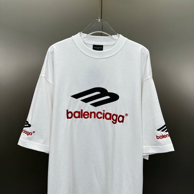 Playera Balenciaga Logo Embroidered Blanca