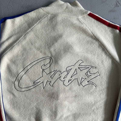Chamarra Corteiz Knit Zip Up Fleece Cream