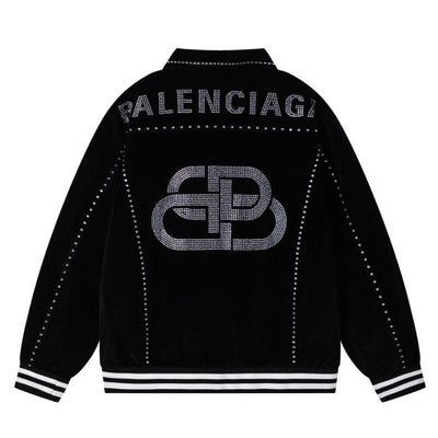 Chamarra Balenciaga Silver Studs Preta