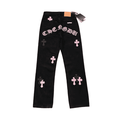 Pantalón Jeans Chrome Hearts Cross Pink