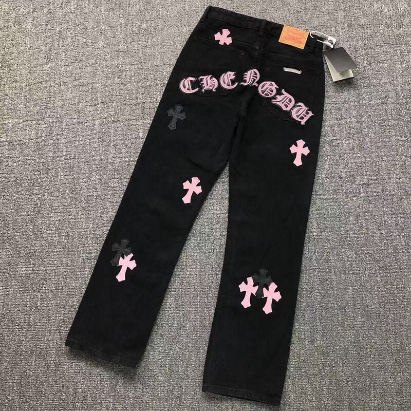 Pantalón Jeans Chrome Hearts Cross Pink