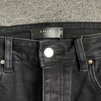 Pantalón Amiri Jeans Logo Preta/Vermelha