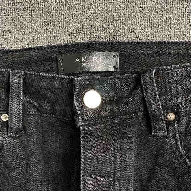 Pantalón Amiri Jeans Logo Preta/Vermelha