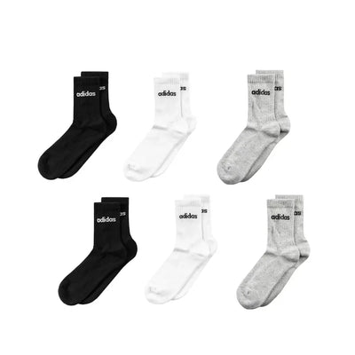 Calcetines Adidas Cushioned Linear Crew Socks 6 Pares Blanco, Negro y Gris