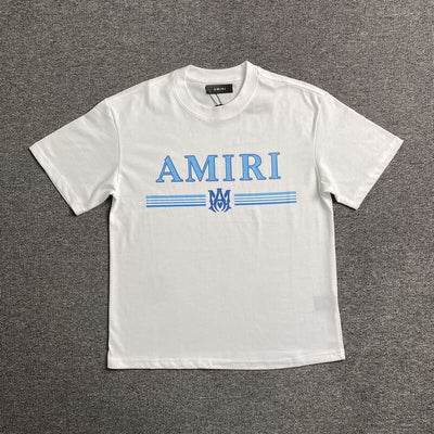Playera Amiri Bar Logo Blanca/Azul