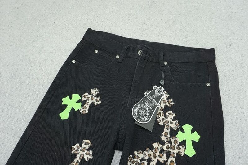 Pantalón Jeans Chrome Hearts Green & Leopard Cross