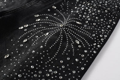 Bermuda Purple Brand Jeans Diamonds Black