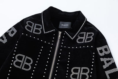 Chamarra Balenciaga Silver Studs Preta