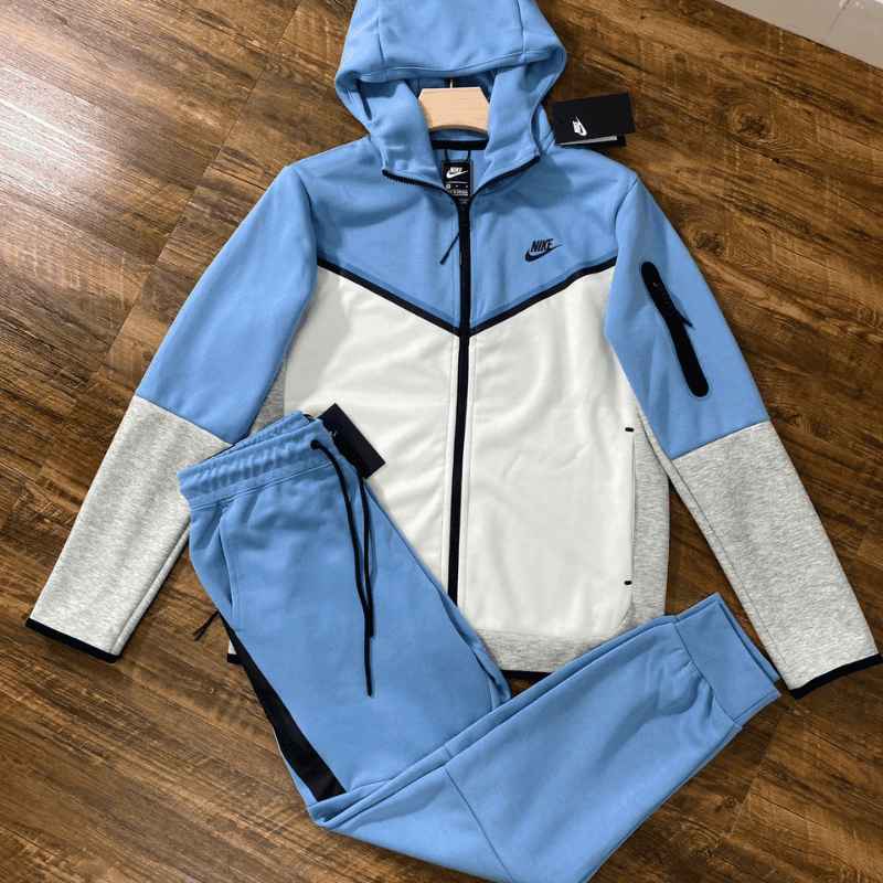 Conjunto Nike Tech Fleece Azul y Gris