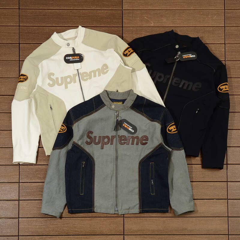 Chamarra Supreme x Vanson Leathers Cordura White Cream