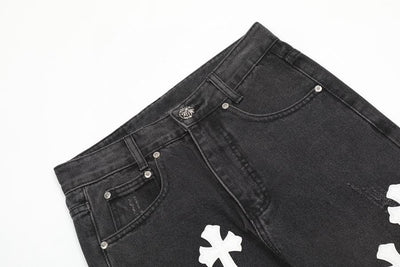 Pantalón Chrome Hearts Jeans Cross Patches Black White