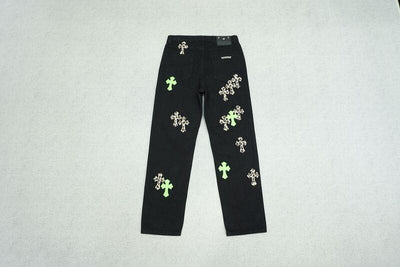 Pantalón Jeans Chrome Hearts Green & Leopard Cross